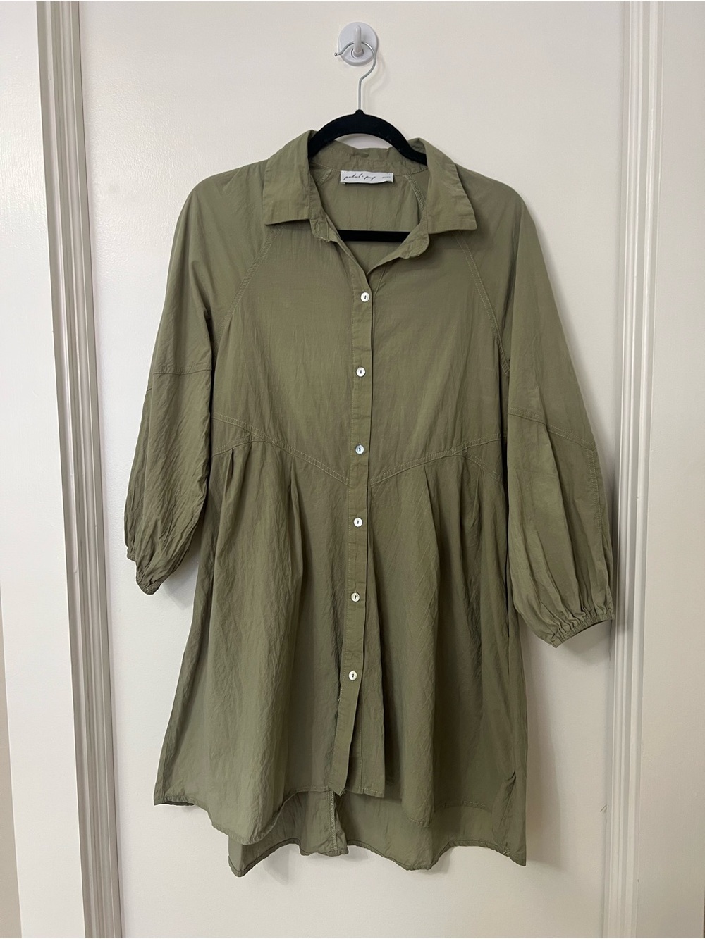 Petal & Pup Lightweight Olive Green Tunic Mini Dress Tiered Dress Poplin Summer